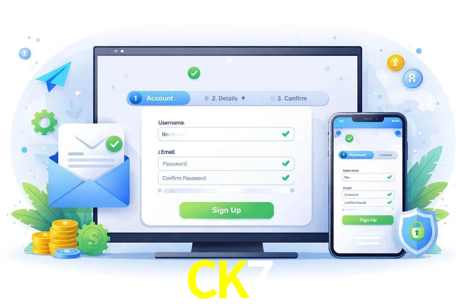 Registro de nuevo usuario y configuración de cuenta CK7